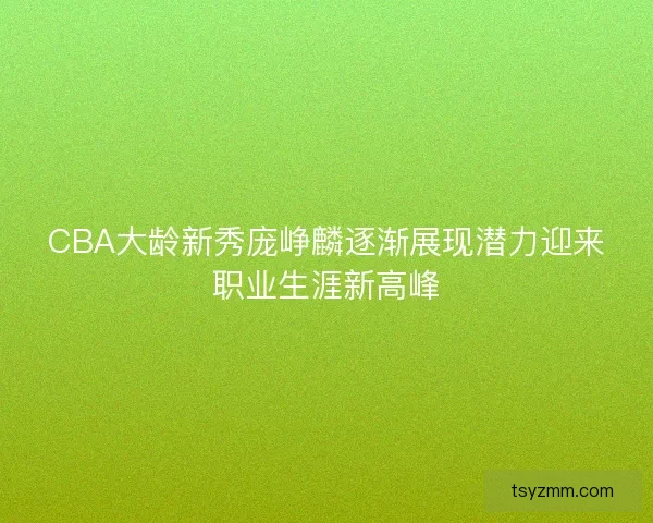 CBA大龄新秀庞峥麟逐渐展现潜力迎来职业生涯新高峰